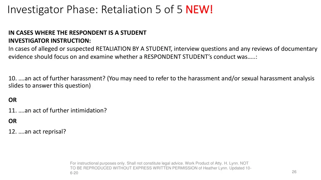 investigator phase retaliation 5 of 5 new