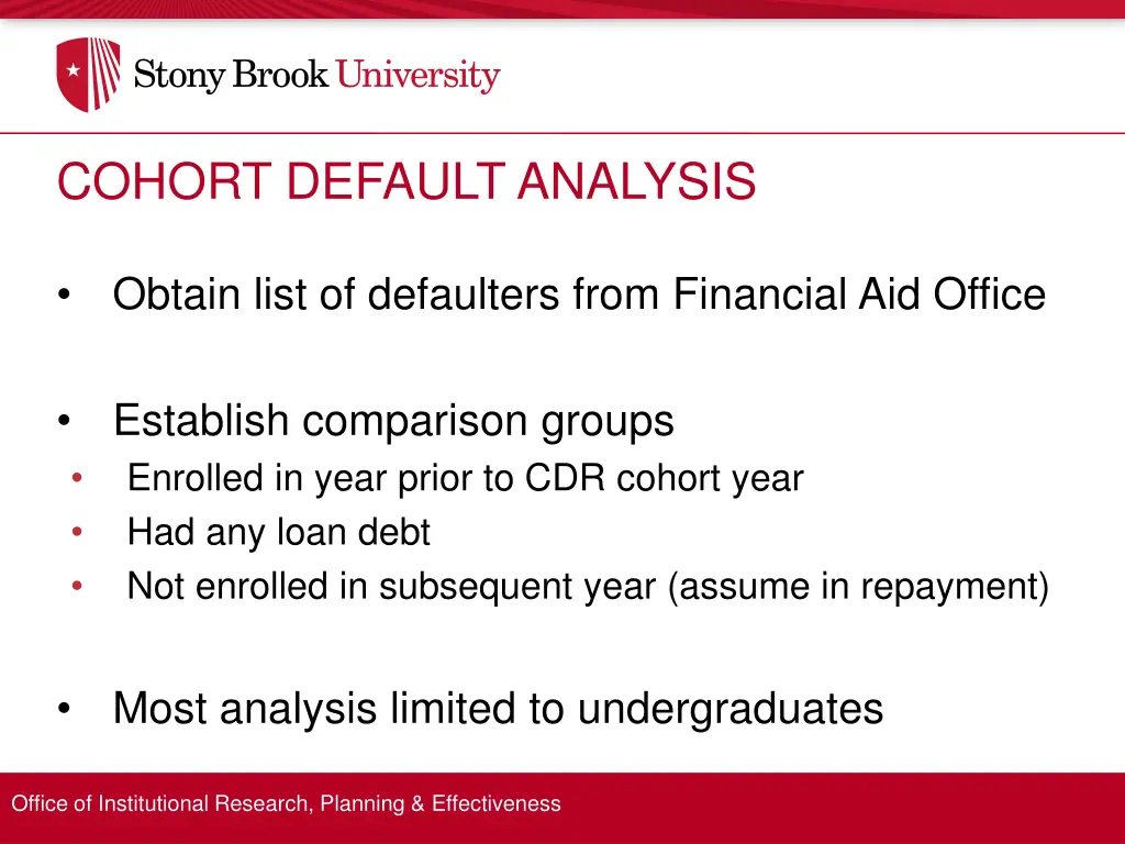 cohort default analysis