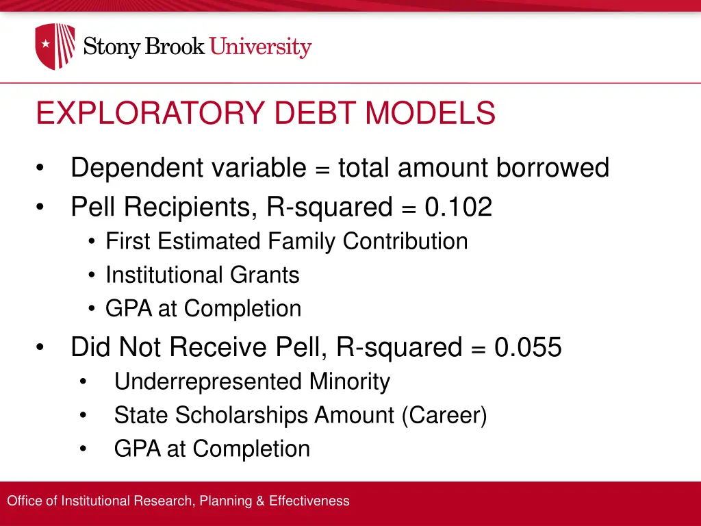 exploratory debt models