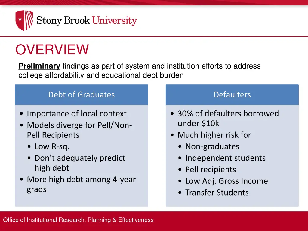overview preliminary findings as part of system