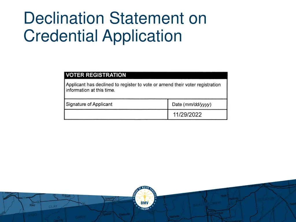 declination statement on credential application