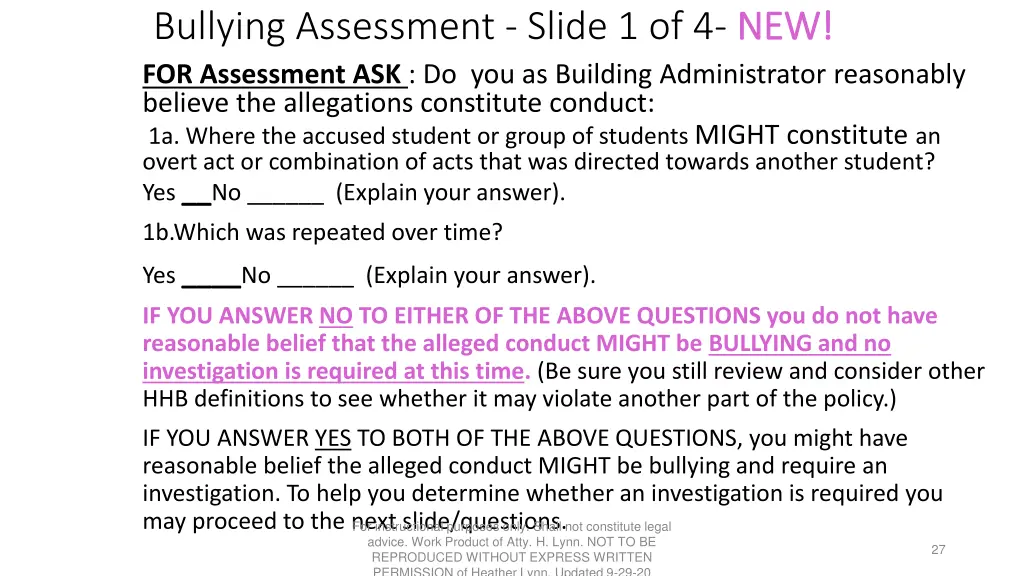 bullying assessment slide