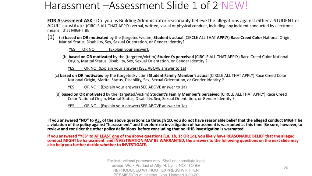 harassment assessment slide 1 of 2 new