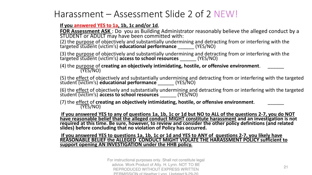harassment assessment slide 2 of 2 new
