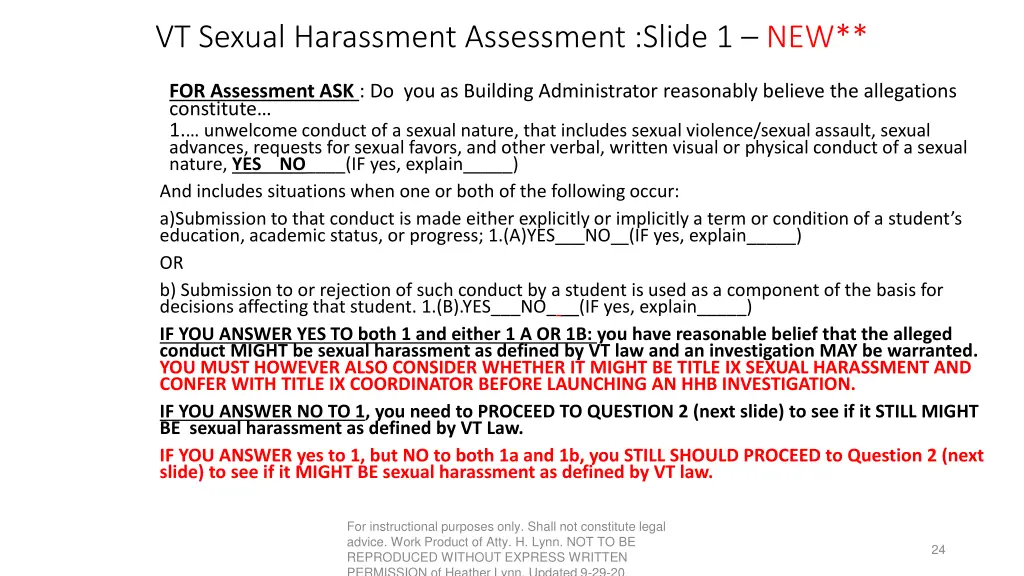 vt sexual harassment assessment slide 1 new