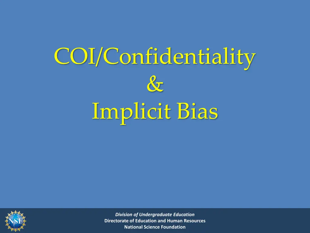 coi confidentiality implicit bias