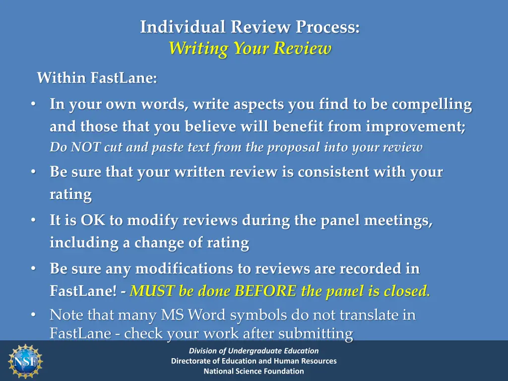 individual review process writing your review