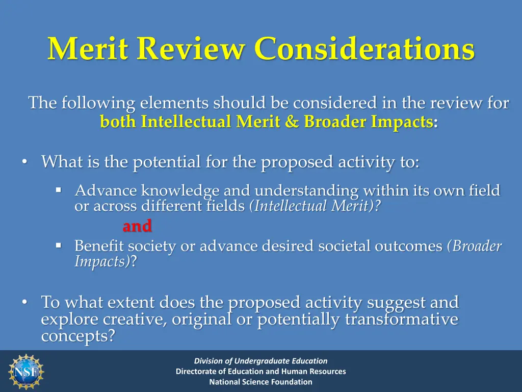 merit review considerations