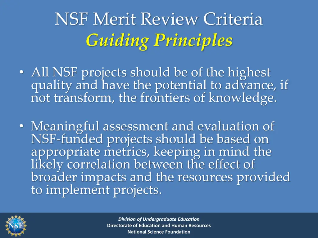 nsf merit review criteria guiding principles