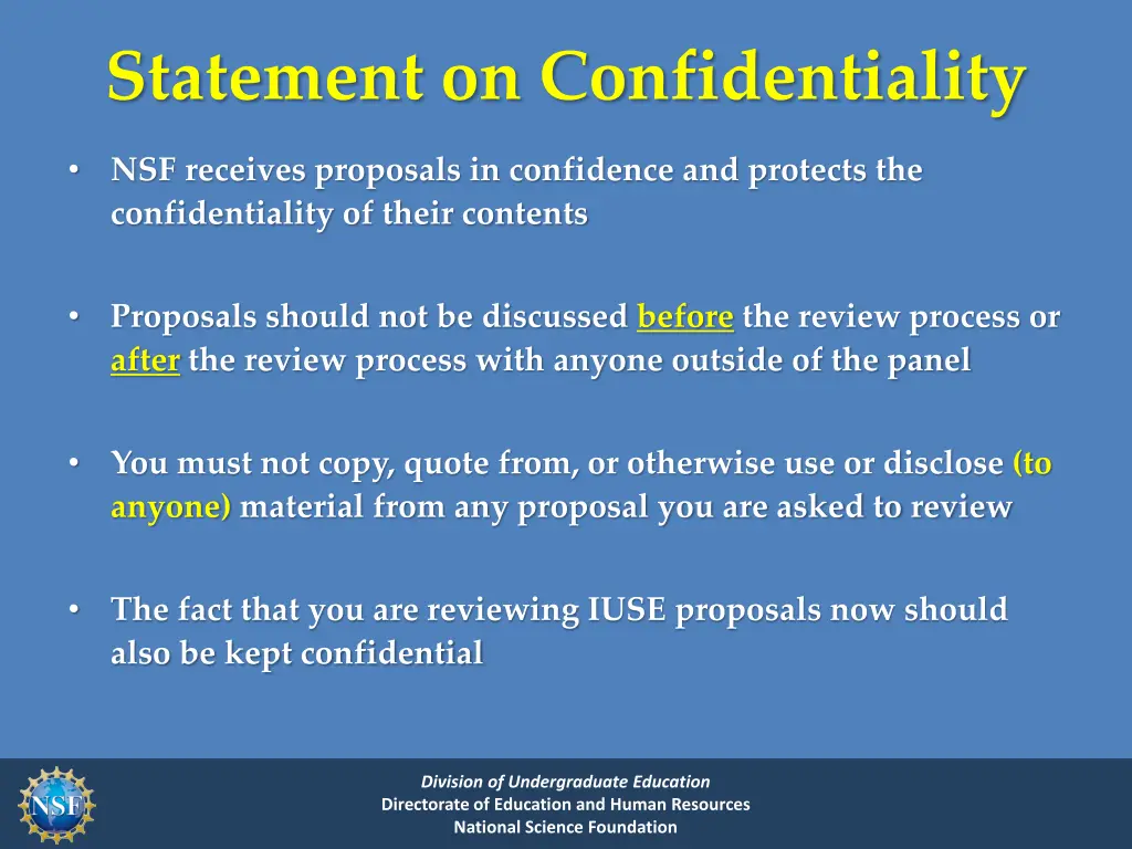 statement on confidentiality