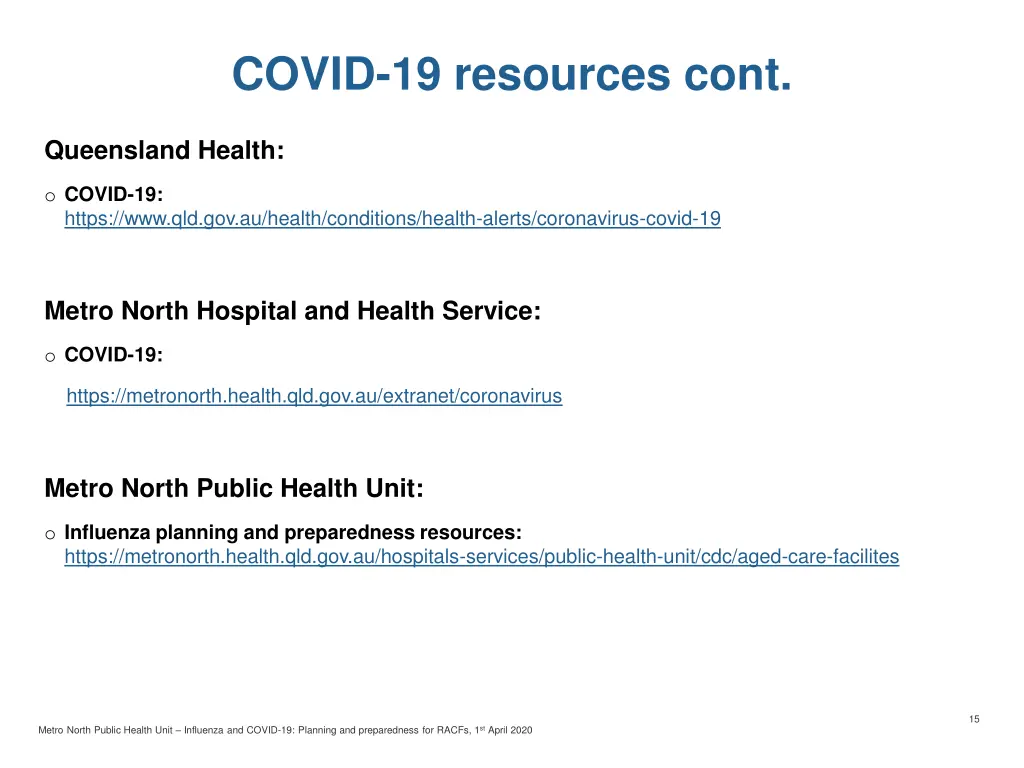 covid 19 resources cont