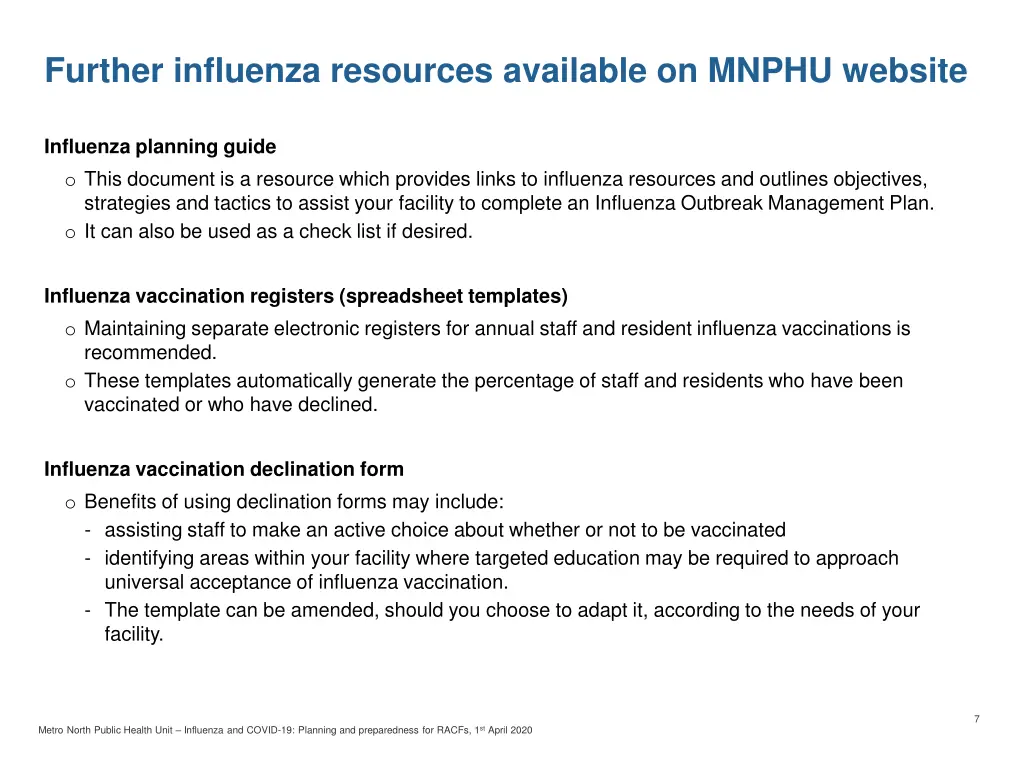 further influenza resources available on mnphu