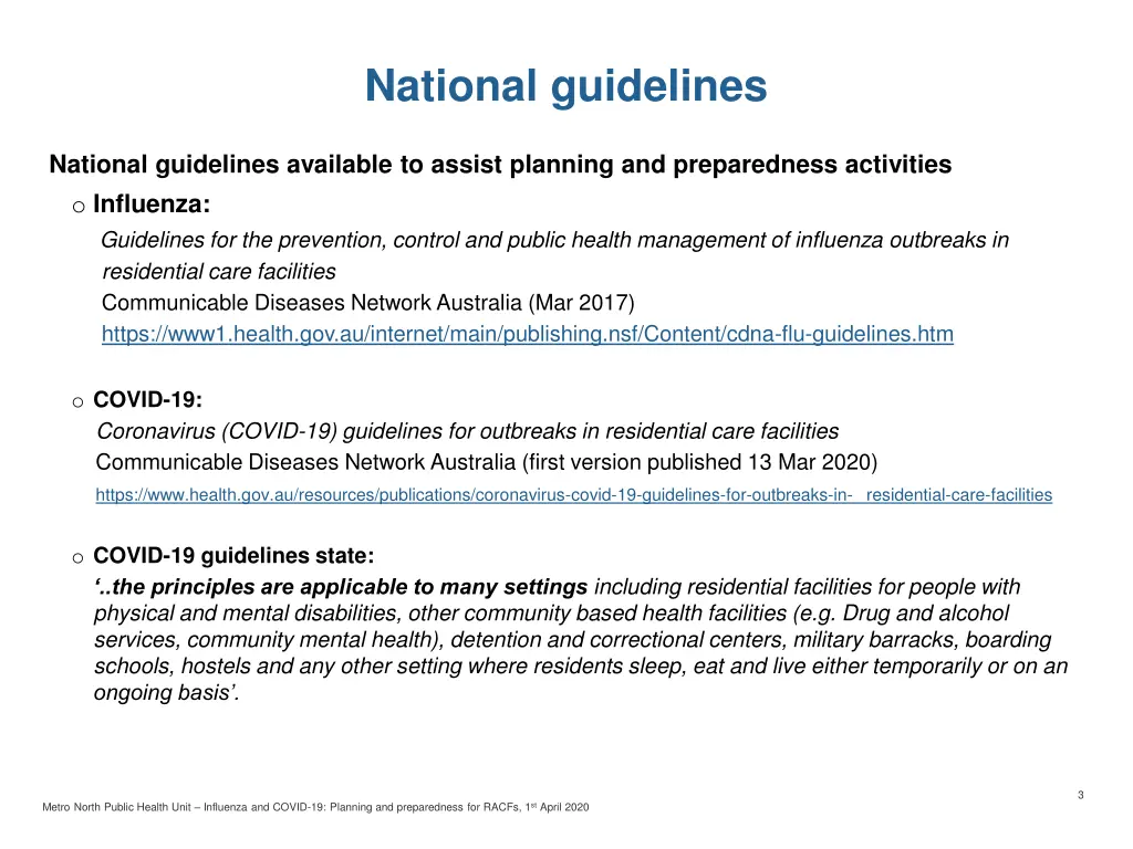national guidelines