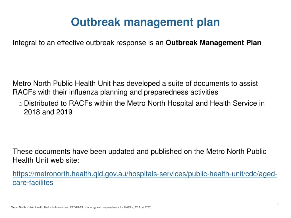 outbreak management plan