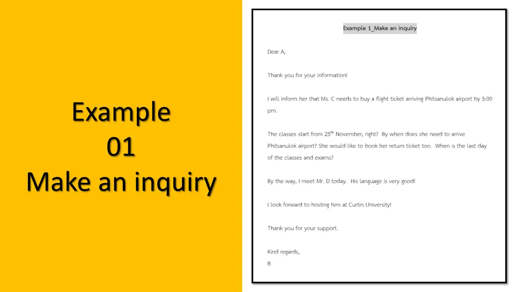 example 01 make an inquiry