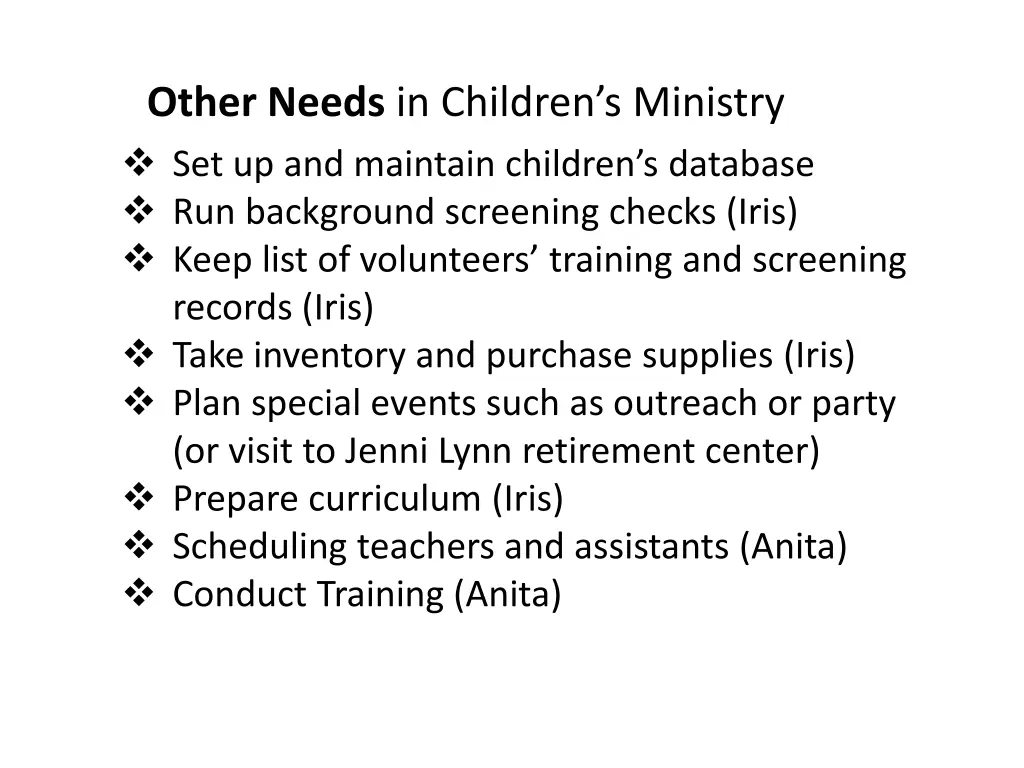 other needs in children s ministry