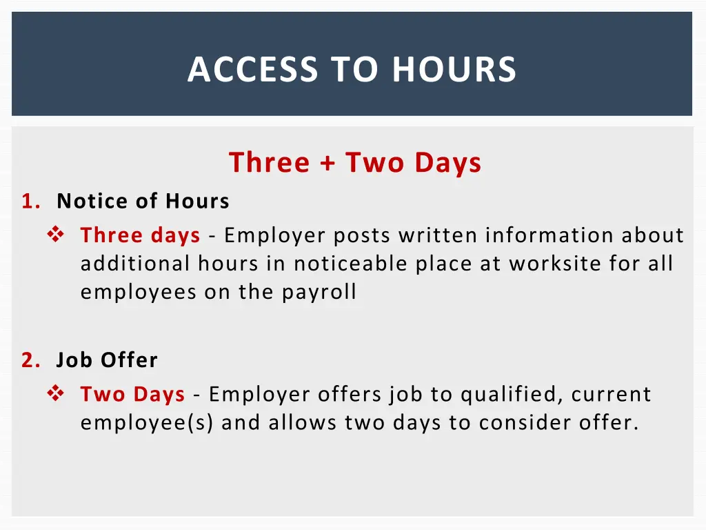 access to hours 1
