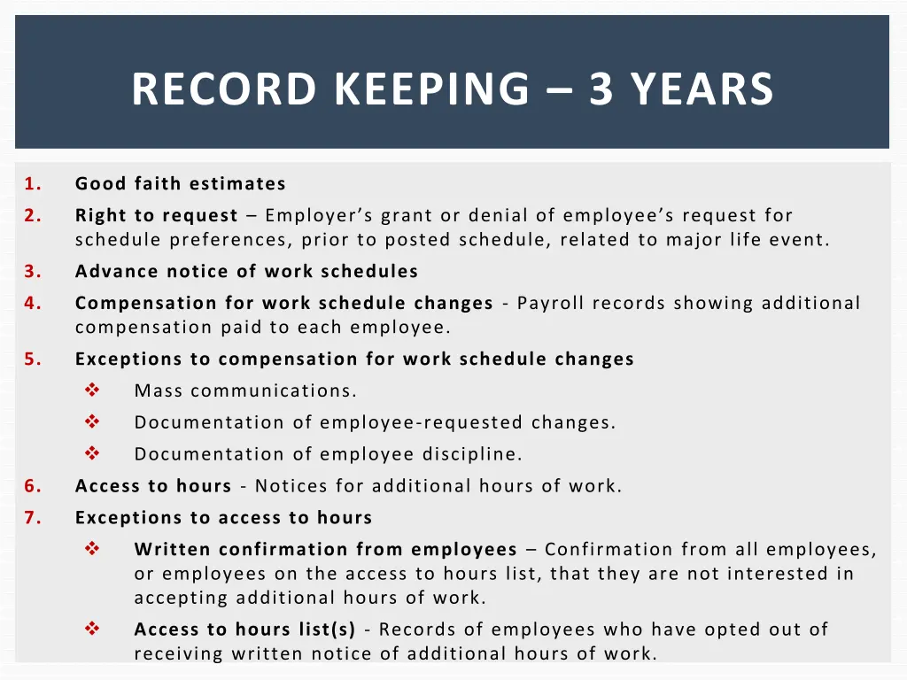 record keeping 3 years