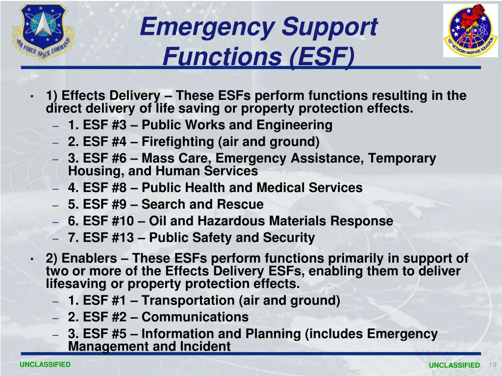 emergency support functions esf
