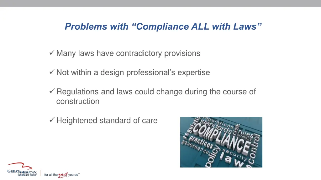 problems with compliance all with laws