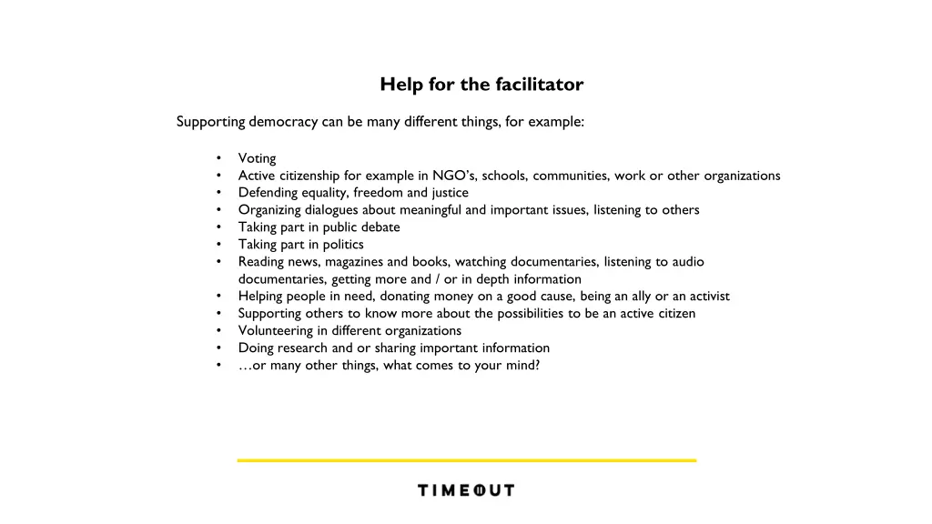 help for the facilitator