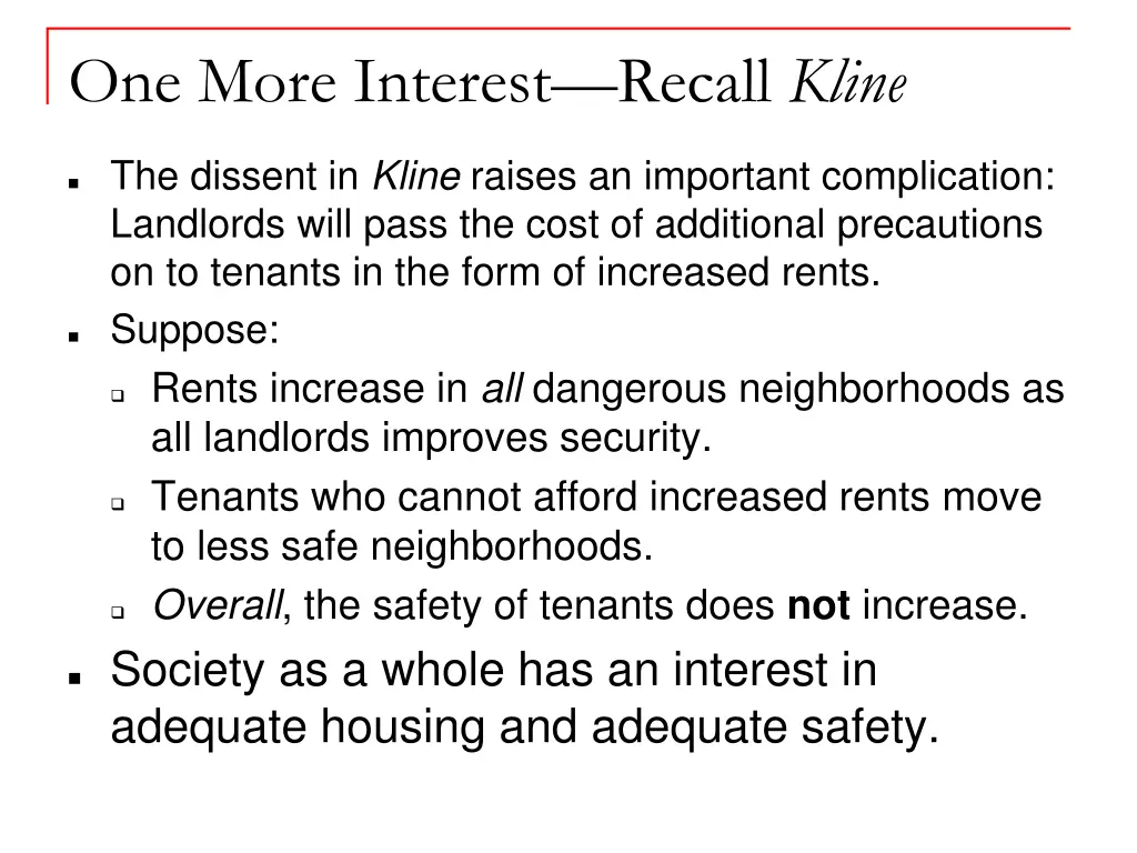one more interest recall kline