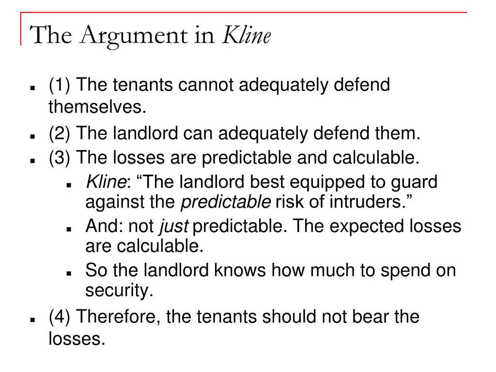 the argument in kline