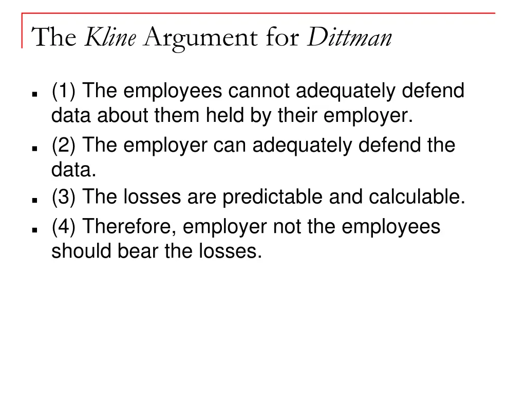 the kline argument for dittman