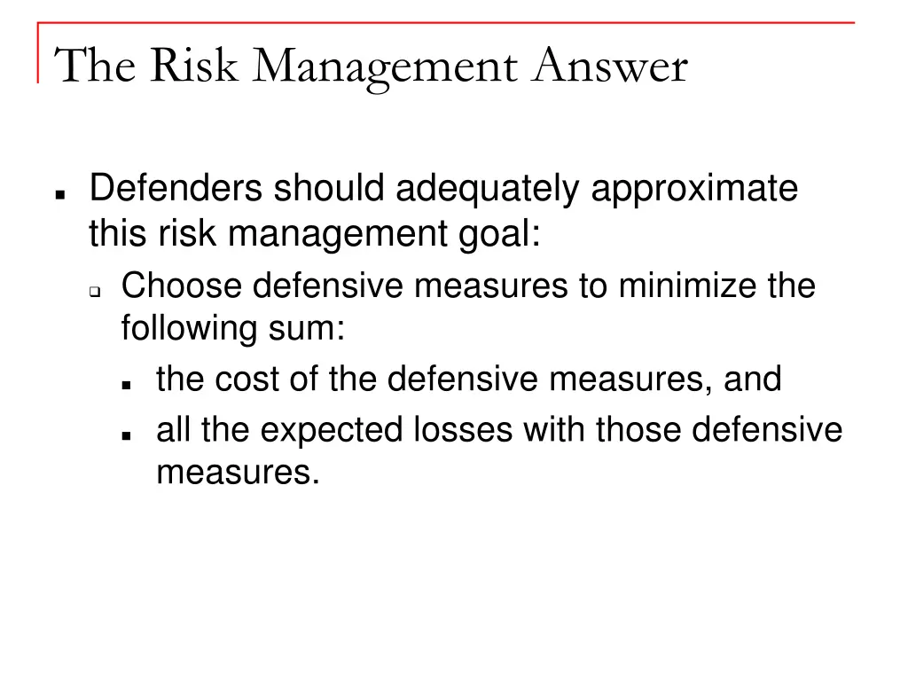 the risk management answer