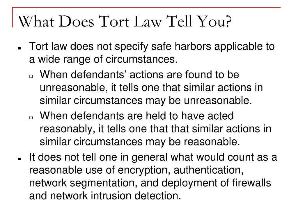 what does tort law tell you