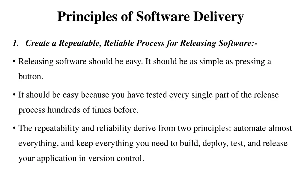 principles of software delivery
