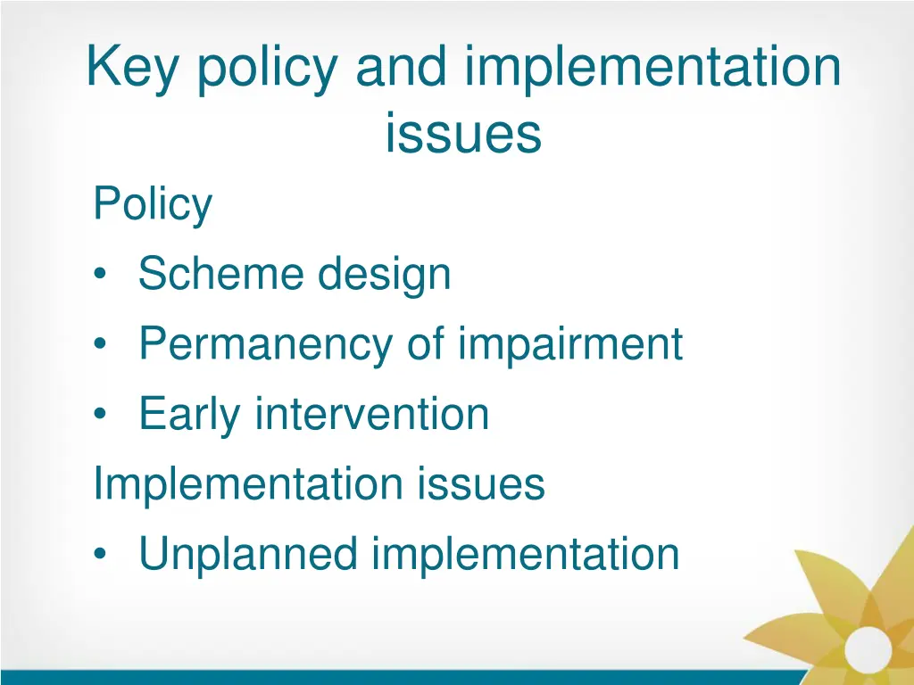 key policy and implementation issues policy