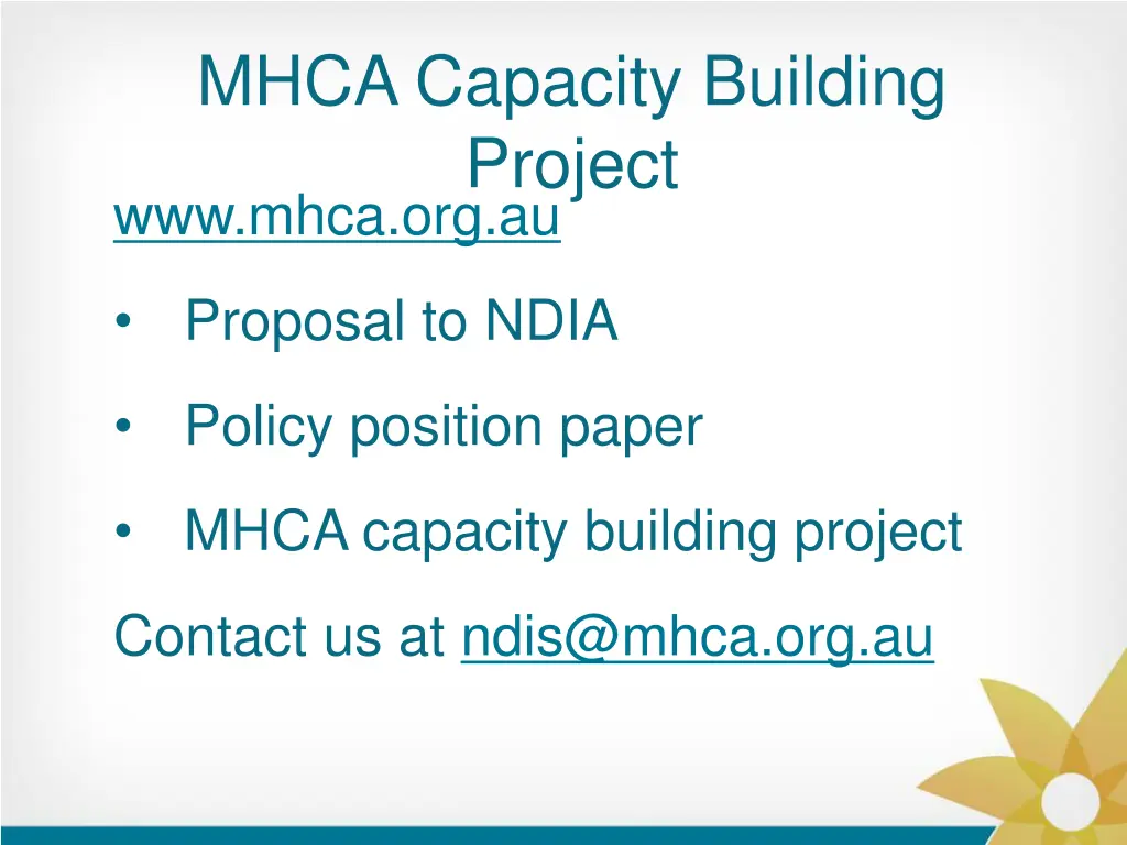 mhca capacity building project www mhca org au