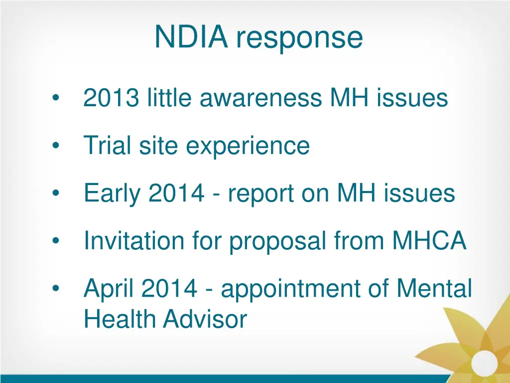 ndia response