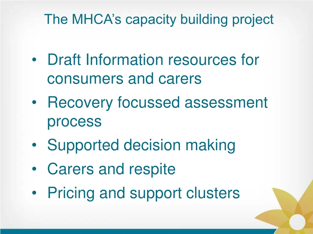 the mhca s capacity building project 1