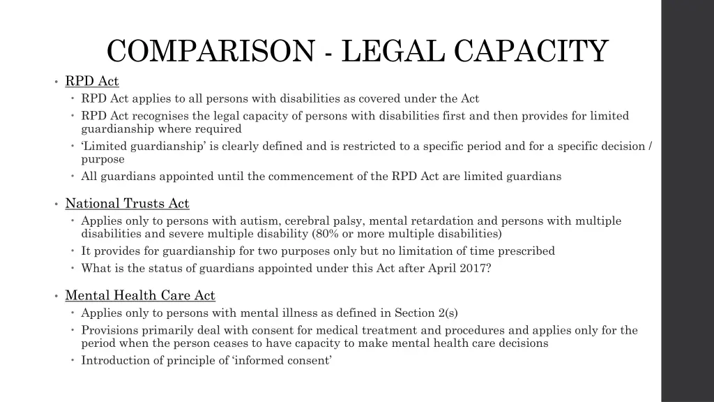 comparison legal capacity rpd act rpd act applies