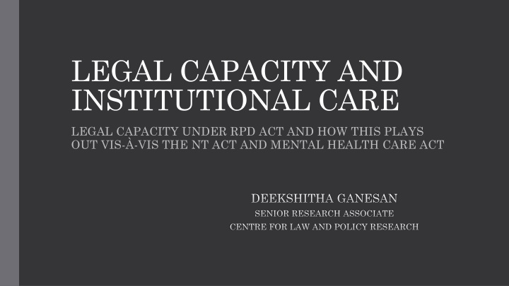 legal capacity and institutional care