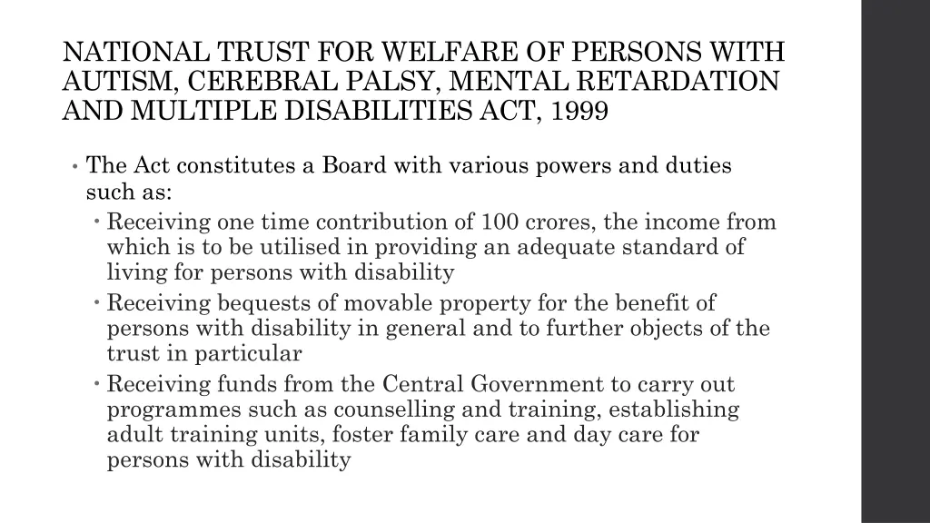 national trust for welfare of persons with autism