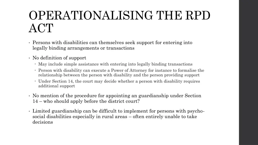 operationalising the rpd act