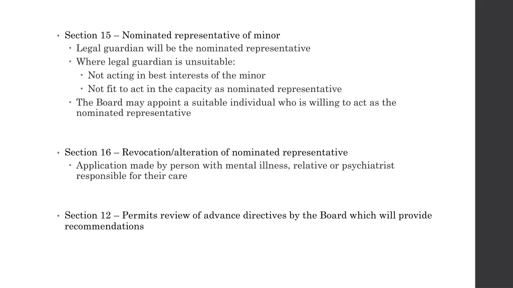 section 15 nominated representative of minor