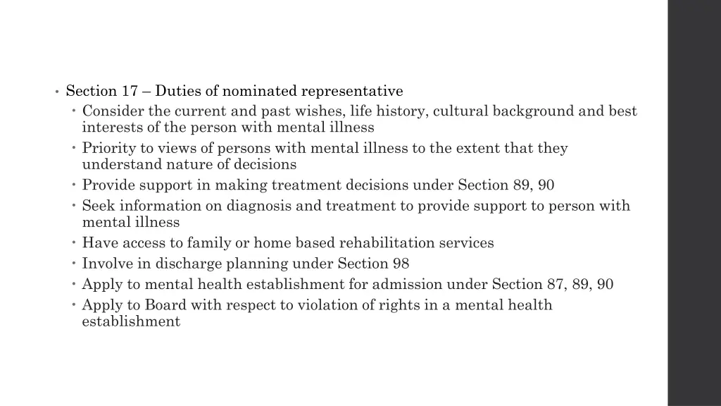 section 17 duties of nominated representative