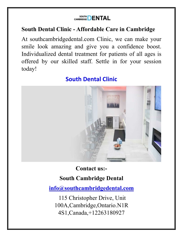 south dental clinic affordable care in cambridge