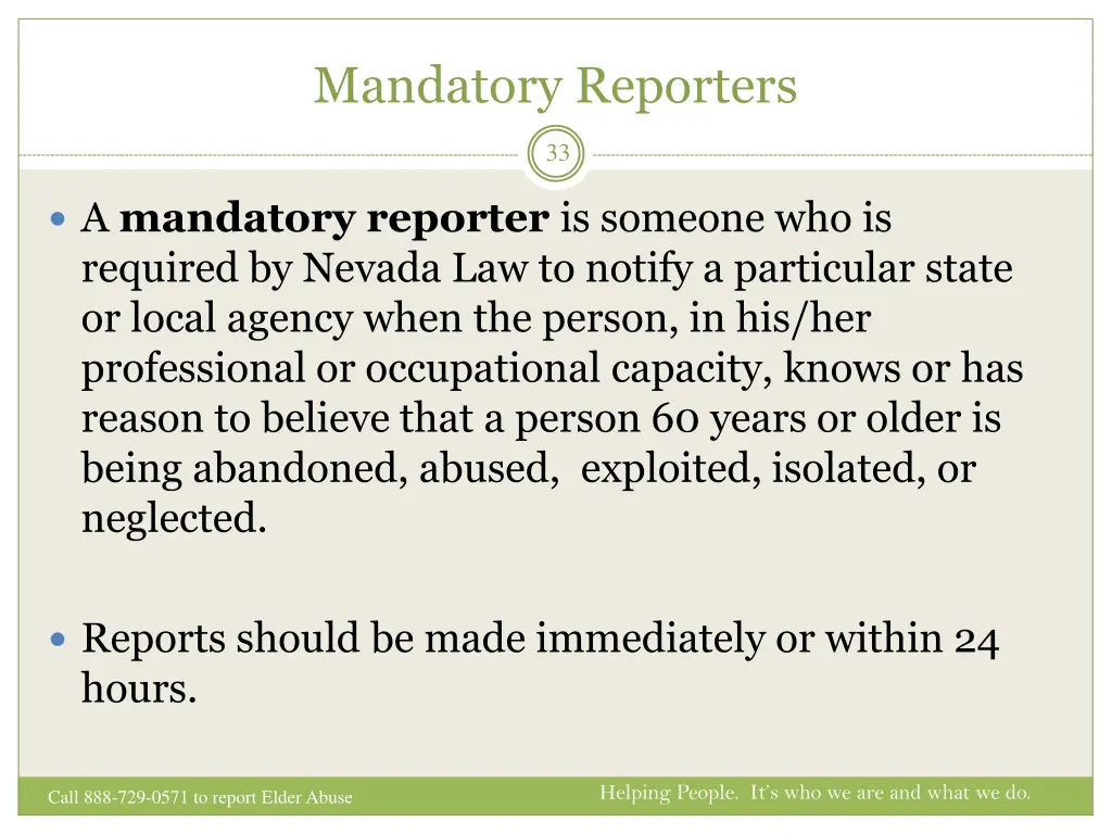 mandatory reporters