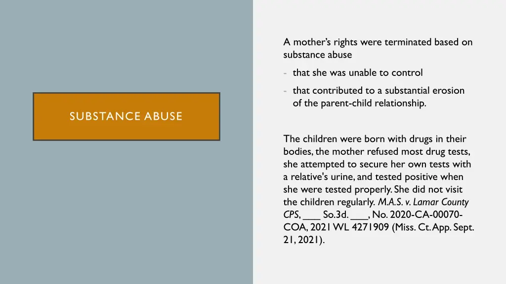 a mother s rights were terminated based