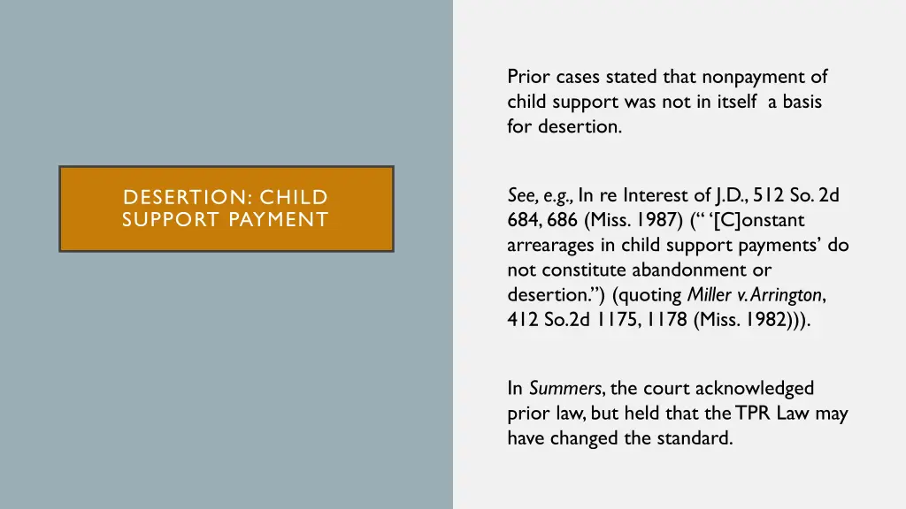 prior cases stated that nonpayment of child