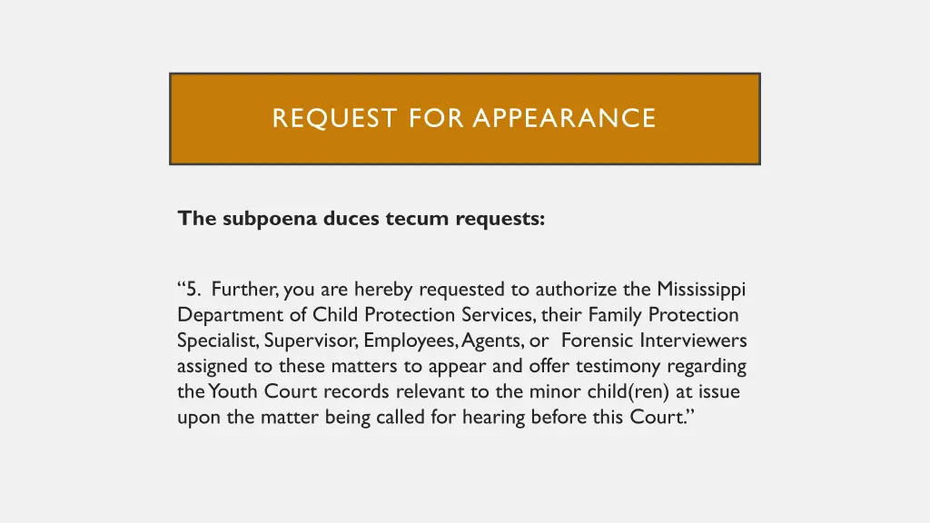 request for appearance