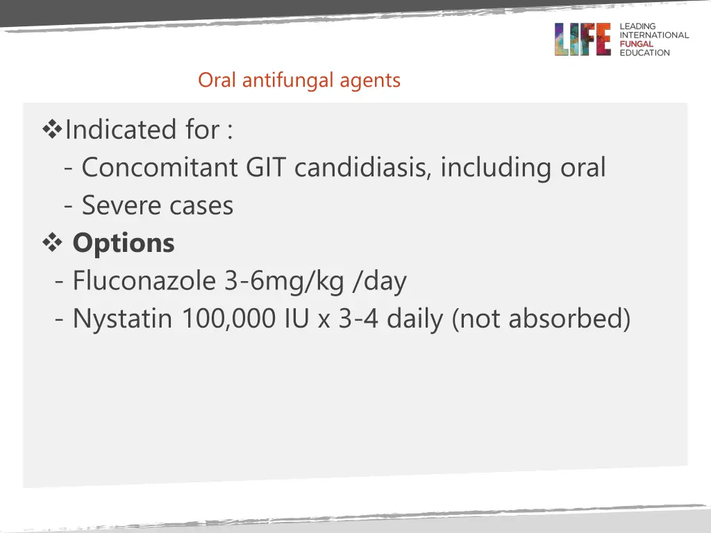 oral antifungal agents