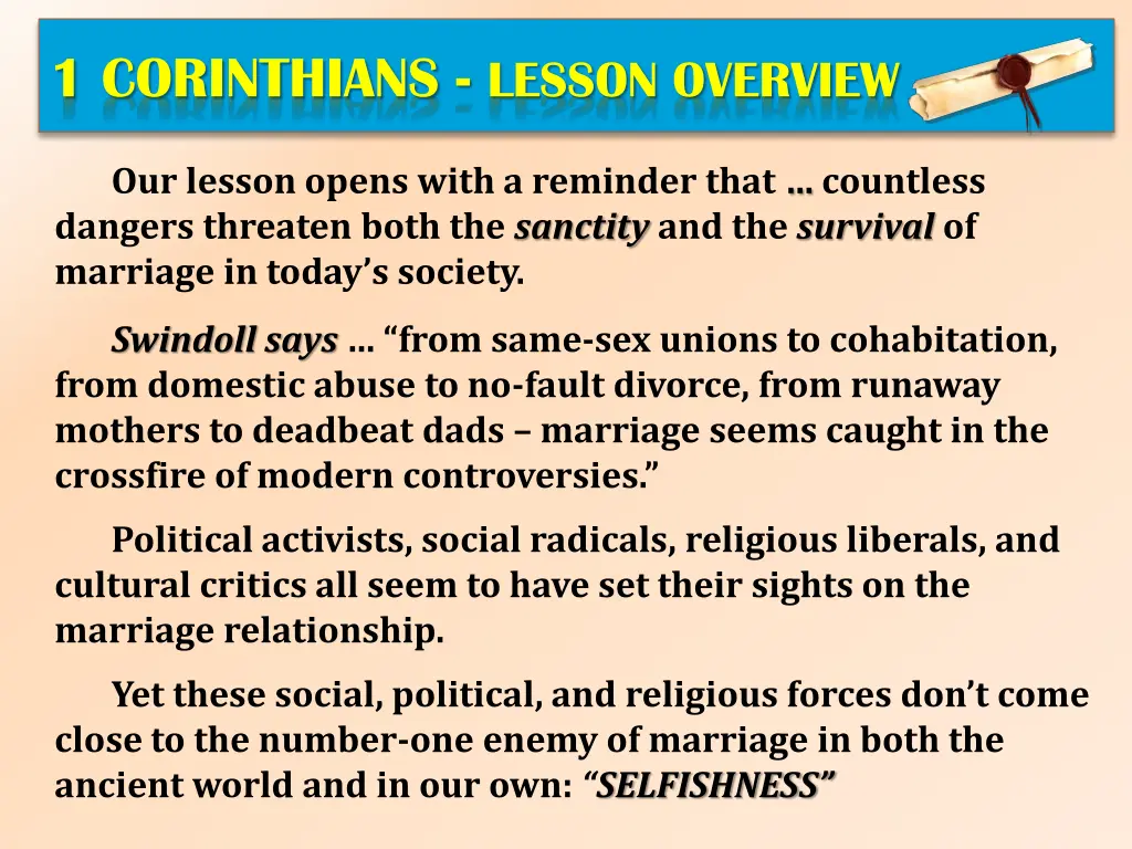1 corinthians lesson overview