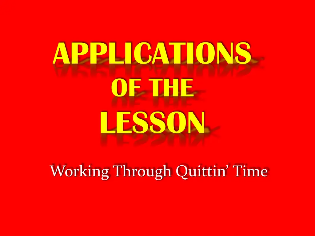 applications of the lesson