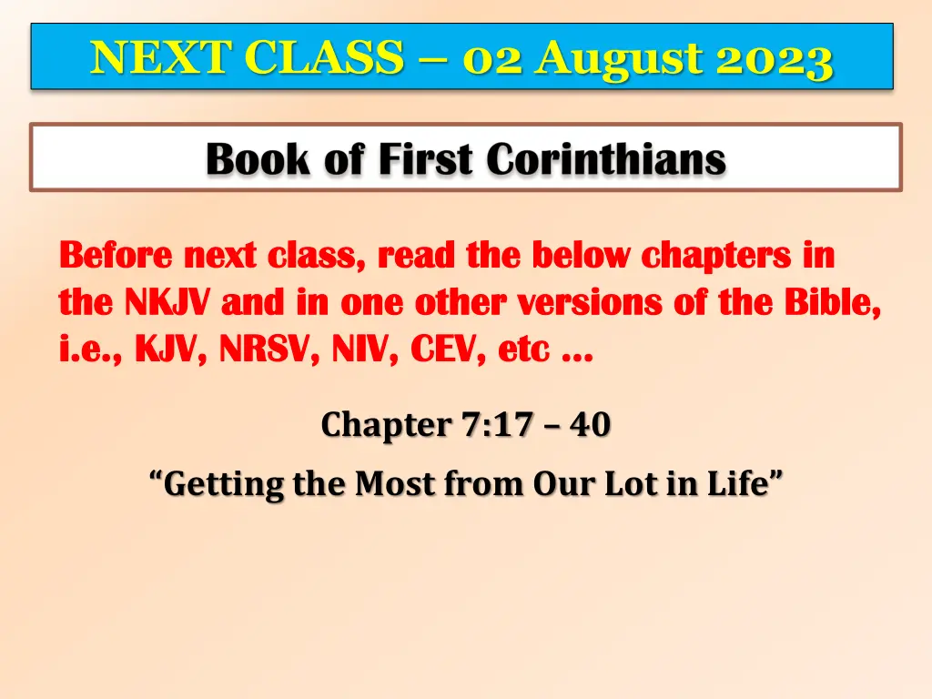 next class 02 august 2023